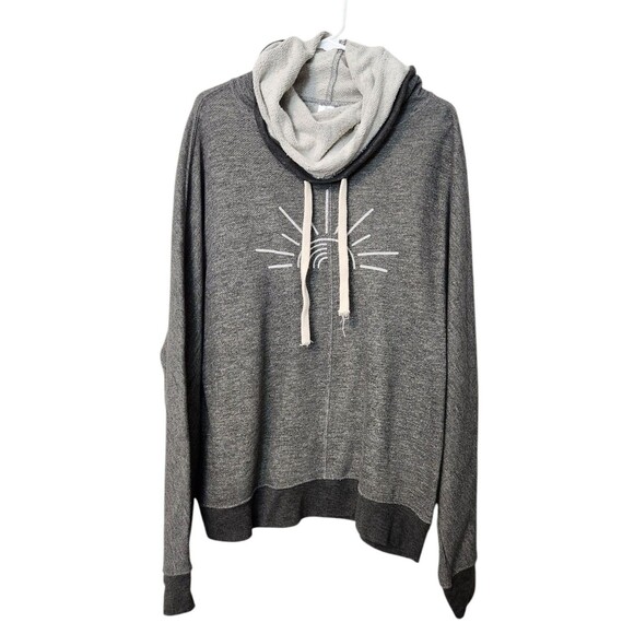 Gray Sweatshirt One Day At A Time Cowl Hoodie Womens XL Lightweight Sobriety - Picture 1 of 5